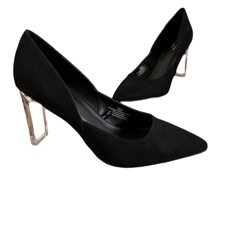 Marc NewYork Alexa Black Pointed Toe Pumps Clear Heels Size 9M